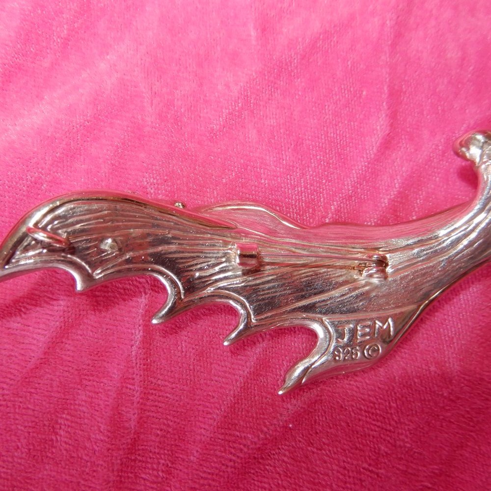 JEM ELECTROFORM 925 STERLING WING BROOCH PENDANT - Picture 11 of 14